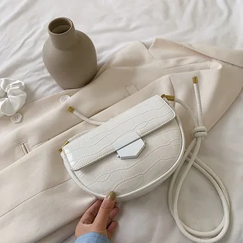 

European Design Fashion Stone Grain Saddle Bag Handbag & Elegant Shoulder Bag Crossbody Bag Width 24cm Height 15cm Thickness 7cm