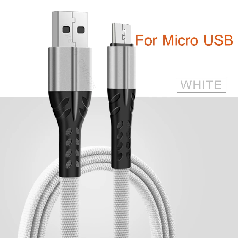 Micro USB кабель нейлоновая ткань вязание 3.5A кабель передачи данных для быстрой зарядки тип-c Дата линия зарядное устройство мобильного телефона Micro USB шнур - Цвет: For Micro USB White