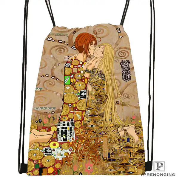 Custom Gustav Klimt походная сумка на шнурке милый рюкзак для детей(черная спинка) 31x40 см#180531-03-15 - Цвет: Drawstring Backpack