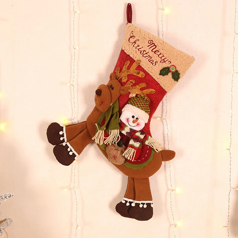HOT SALE Christmas Socks Gift Bag Christmas Decorations Christmas Riding Deer Socks Gift Candy Socks