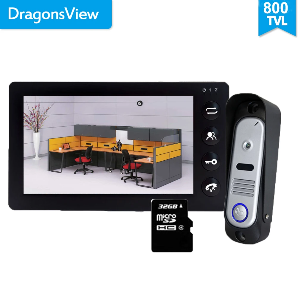 Видеодомофон Dragonsview 7 дюймовый дверной звонок функция внутренней