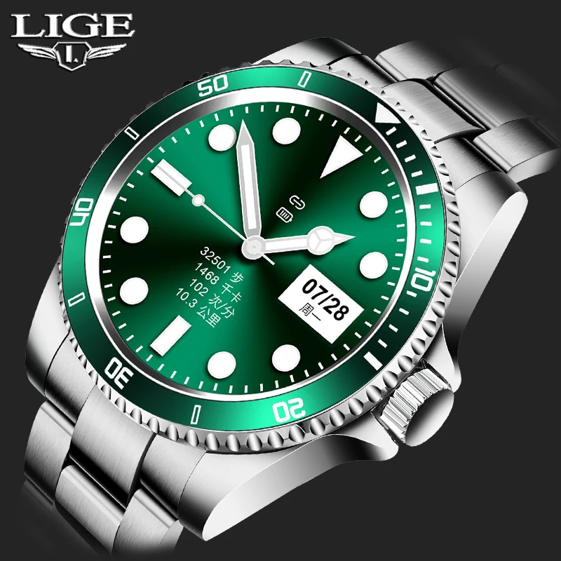 

LIGE Smart Watch Men Watches smartwatch IP67 Waterproof Sports Fitness Full Circle Full Touch Screen Bluetooth Call Music Player