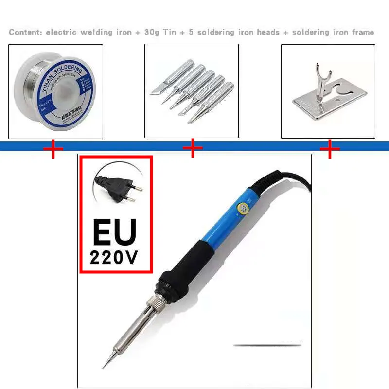 Electric soldering iron 60W temperature display temperature adjustable soldering iron tip 220V soldering tool 200-450 degrees ac 225 arc welder Welding Equipment