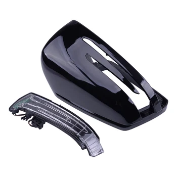 

DWCX Glossy Black Right Wing Mirror Cover Cap&Indicator Light Lamp A2128100264 2129067501 Fit for Mercedes-Benz W204 W212 W221