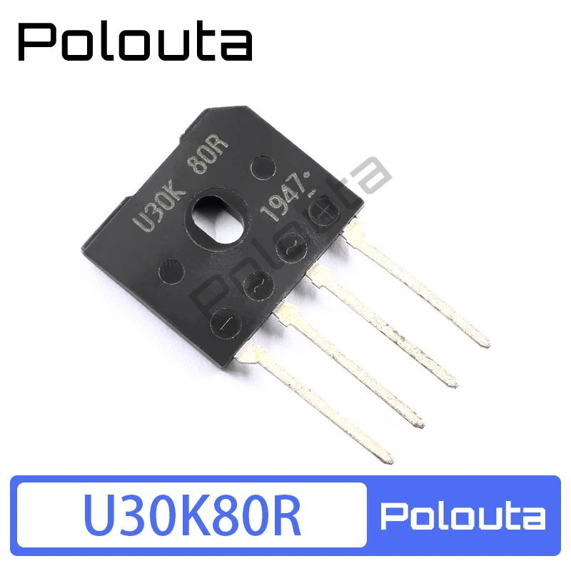 Polouta U30K80R GBU30K 30A 800V Straight Plug Induction Cooker Rectifier Flat Bridges Electronic Components 10Pcs/Set
