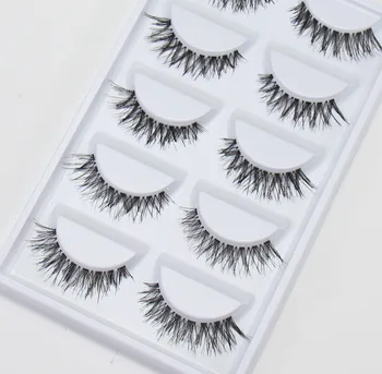 

YOKPN New Pure Handmade False Eyelashes Natural Naked Makeup Cros-eye Tai Lengthen Messy Fake Eyelashes 5 Pairs Lashes