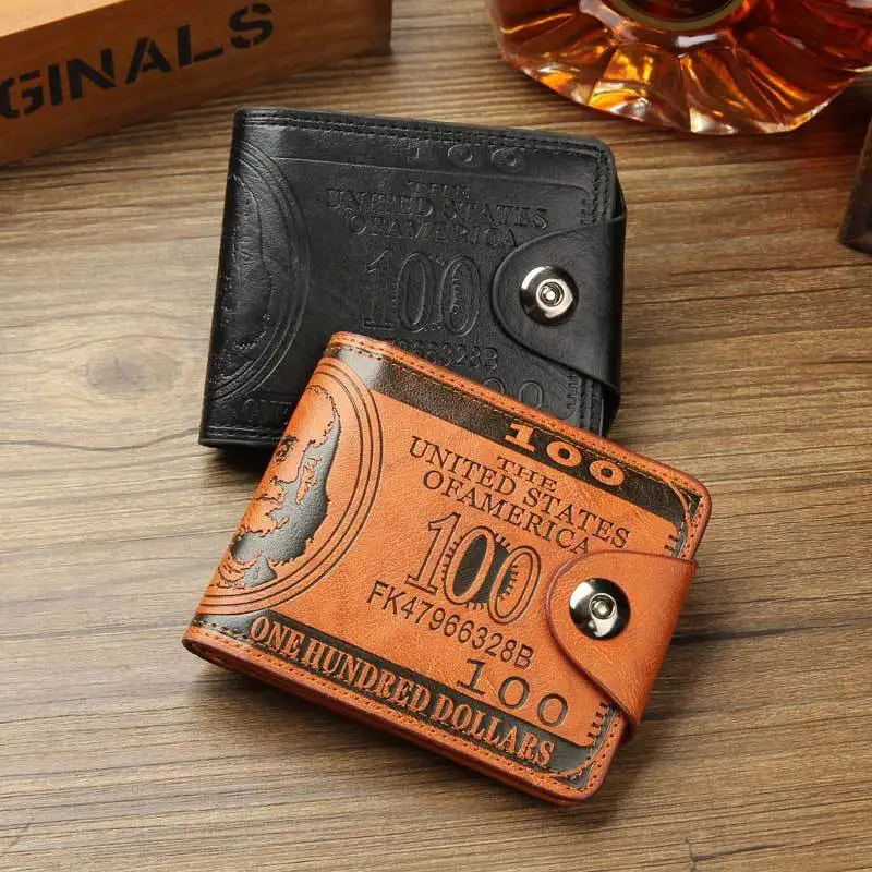 

2020 wallet fashion simple retro double-line compression magnetic buckle dollar pattern wallet