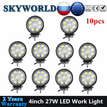 

10x 4inch 9LED LED Work Light Offroad Round 27W Spot Flood Driving For Auto Truck Boat Trailer 4x4 Niva SUV UTE 12V 24V Led Bar