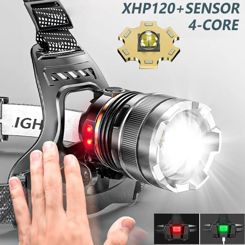 Head Flashlight Cob Headlamp Shot Long 1500m High Power Headlamp Flashlight LED Torch Sensor Headlight usb Rechargeable Fishing Camping Lantern