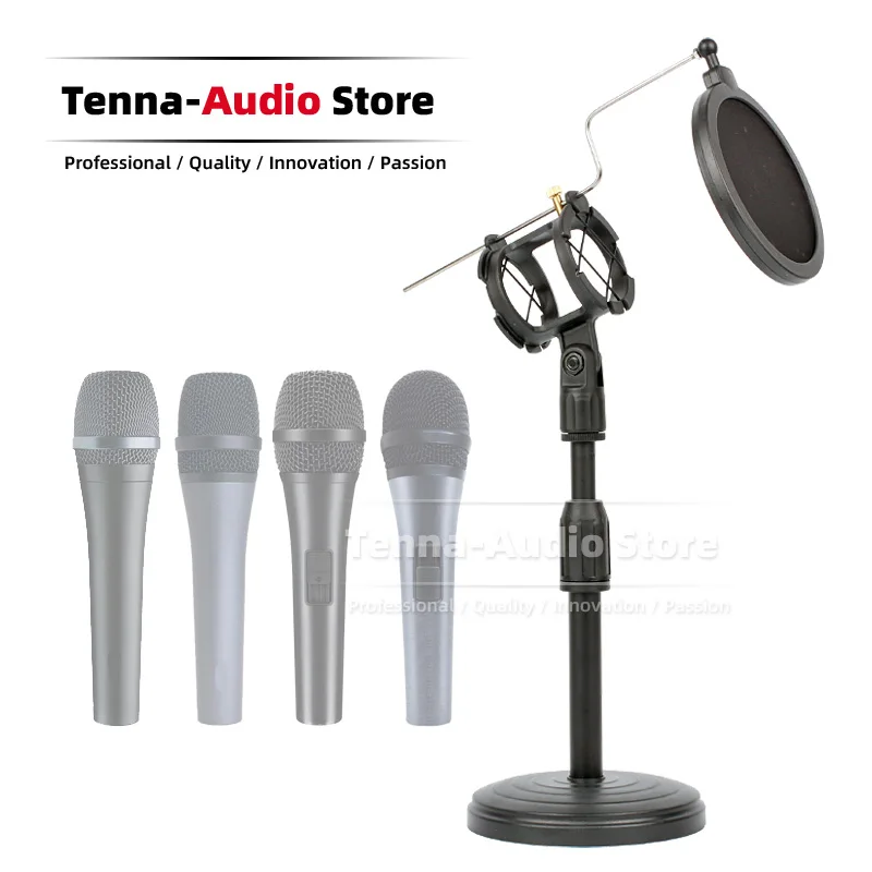 

Tabletop Microphone Stand + Shock Mount Pop Filter For SENNHEISER E945 E 945 845 935 E845 E935 XS1 XS 1 Mic Holder Windscreen