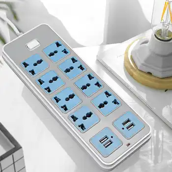 

Multifunction Electrical Socket 8 Outlet + 4 USB Extension Power Strip Electrical Socket Plugs Adaptors 6.6ft Cord US/UK Plug