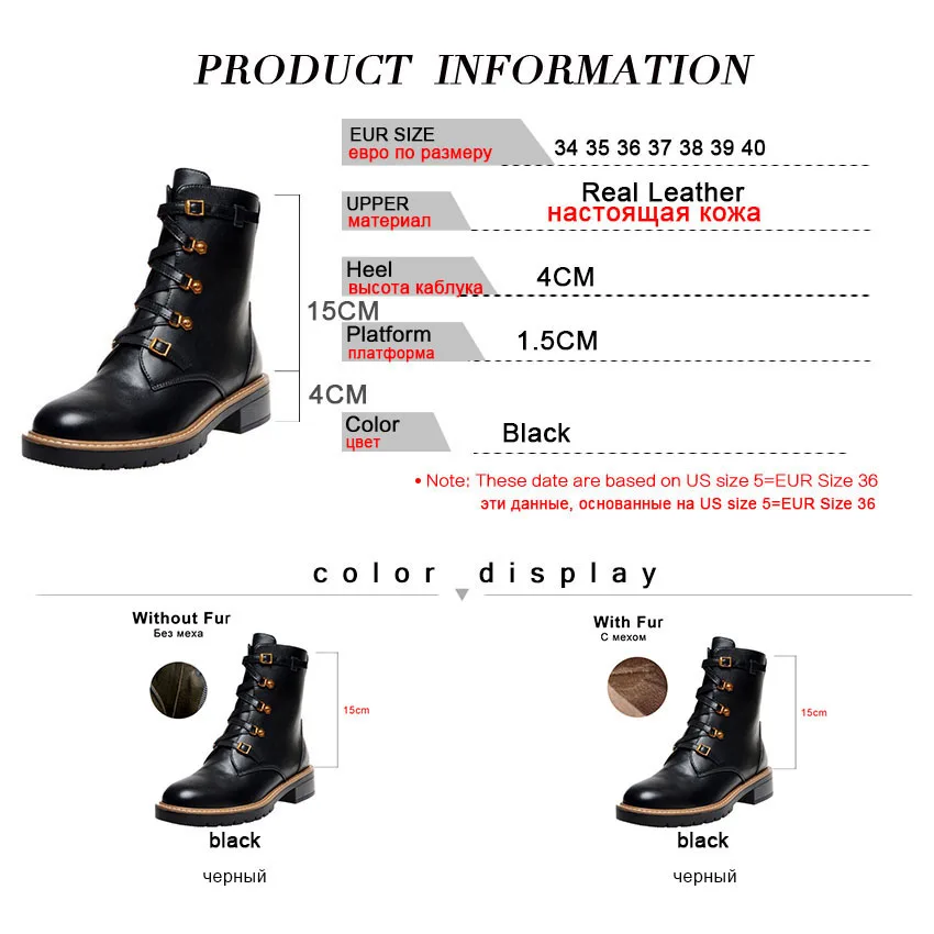 Cena Taoffen kobiety prawdziwe skórzane czarne zimowe botki zamek pasek krzyżowy moda buty motocyklowe obuwie kobieta rozmiar 34 40