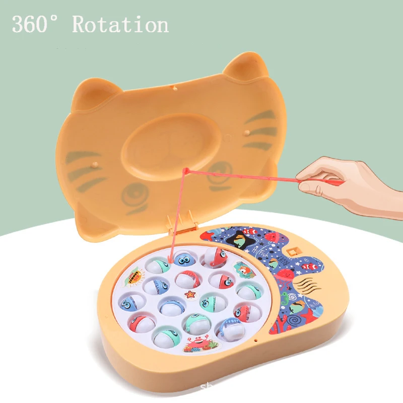 

3 Styles Kid Baby Kindergarten Cute Cartoon 360° Electric Rotating Play Game Early Education Outdoor Sport Fishing Toy Gift 2022
