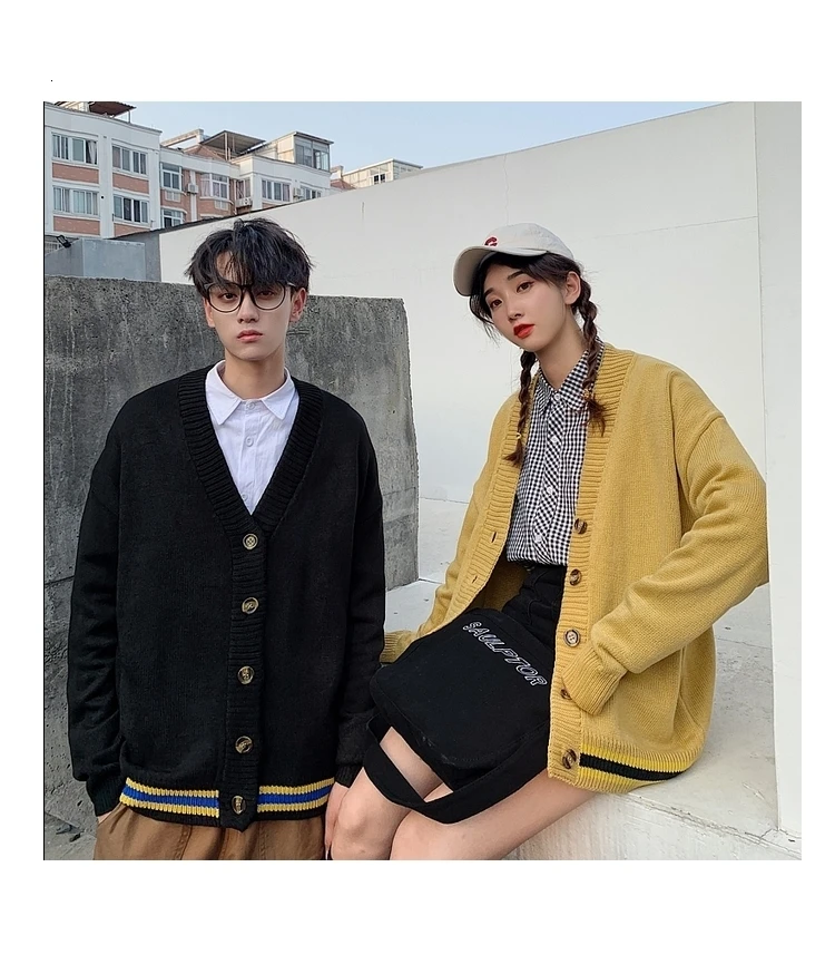 Autumn Cardigan Men Fashion Solid Color Casual Knit Sweater Jacket Man Streetwear Wild Loose Sweater Coat Male Clothes M-2XL