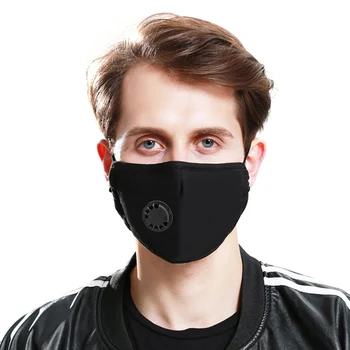 

Anti Haze Mouth Mask PM2.5 Anti Pollution Cotton Proof Bacteria Mask Reusable Activated Carbon with Double valve Breathing