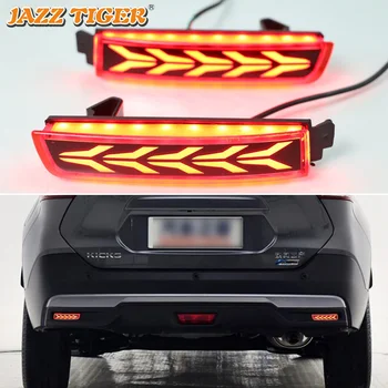 

JAZZ TIGER 2PCS Multi-functions Car LED Rear Fog Lamp Brake Light Rear Bumper Decoration Lamp For Nissan Kicks 2017 2018