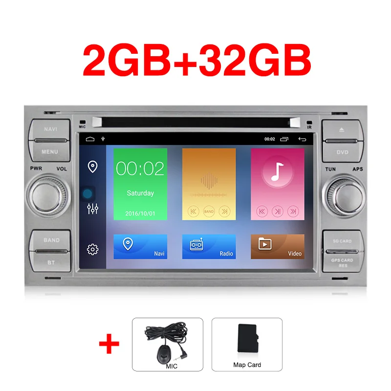 32G silver Android 9 2+ 3 2G автомобильный мультимедийный плеер gps Авторадио 2 Din для Ford/Mondeo/Focus/Transit/C-MAX/S-MAX/Fiesta 2G ram 3 2G rom - Цвет: 32G silver