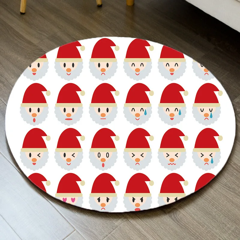 Merry Christmas Santa Snowman Carpet Party Decor Children Play Mat Round Flannel Area Rug Xmas 3D Chair Mat Living Room Carpets