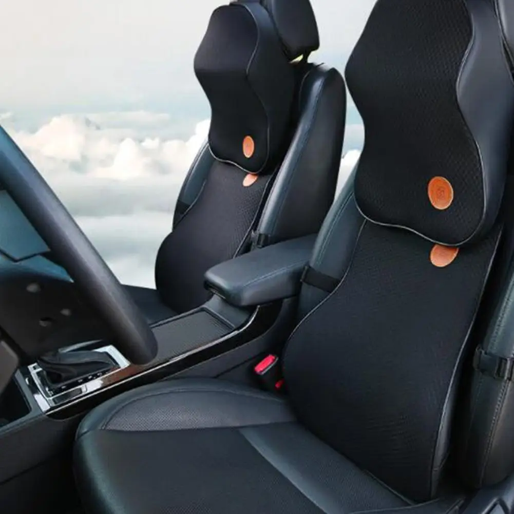 Car Lumbar Support Waist Cushion+ Neck Pillow 3D Memory Foam Four Seasons Headrest Back Support Car Styling