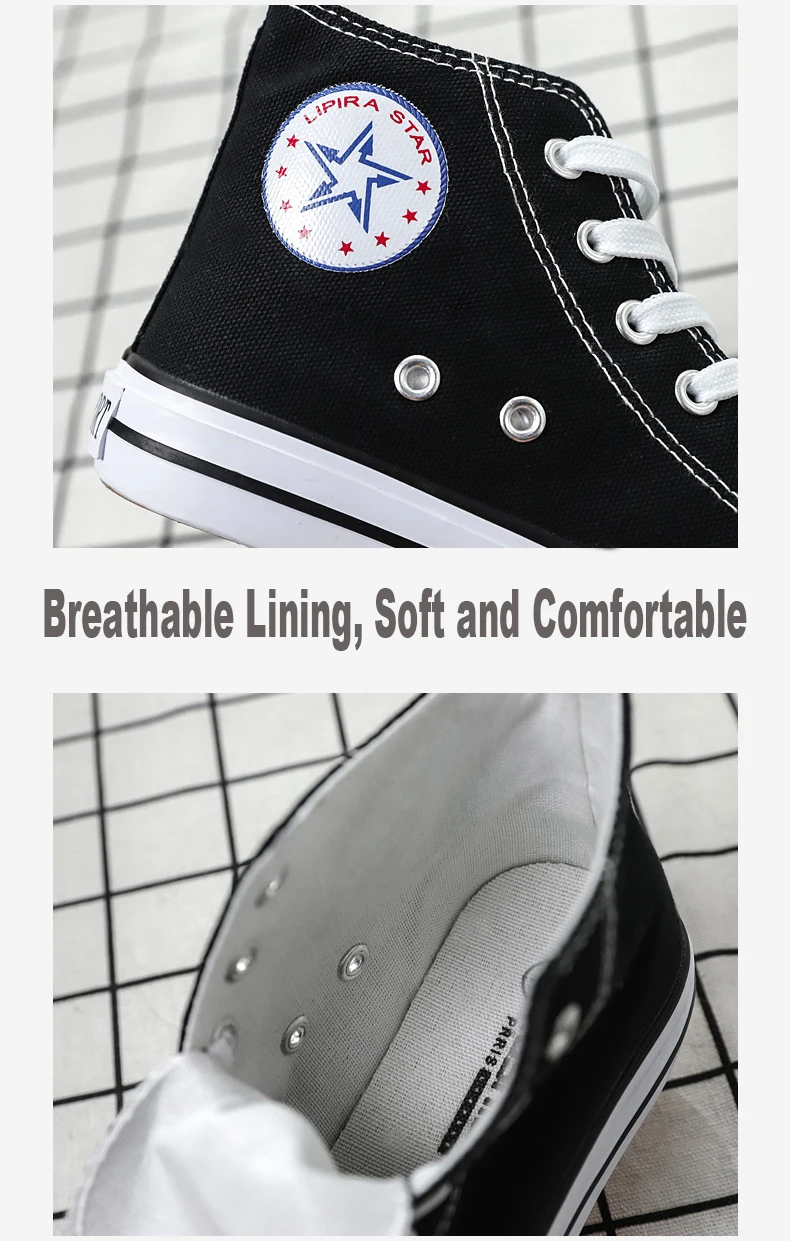 BINHIIRO/Высококачественная парусиновая обувь; дышащая модная Вулканизированная обувь для влюбленных; классическая парусиновая обувь с высоким берцем синего цвета; Мужская обувь; Размеры 35-44