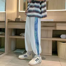 

Pants Men's Sweatpants Loose Nine Cropped Tie-dyed Patchwork Streetwear Joggers Hip Hop Tidal Current Fashion The New Listing