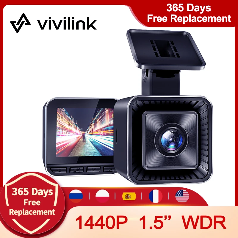 Vivilink V30 Dash Cam 2K 1,54 ''Автомобильный видеорегистратор WDR (широкий динамический диапазон 170 ° петля Запись Ночное видение беспроводной HD Автомобильный видеорегистратор вождения Регистраторы 24 часа в сутки для парковочной системы - изображение
