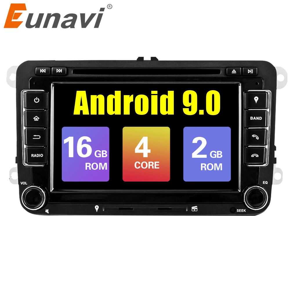 Eunavi 2 din четырехъядерный android 9 0 автомобильный dvd плеер ТВ gps для VW Skoda POLO GOLF 5 6 PASSAT B6 CC