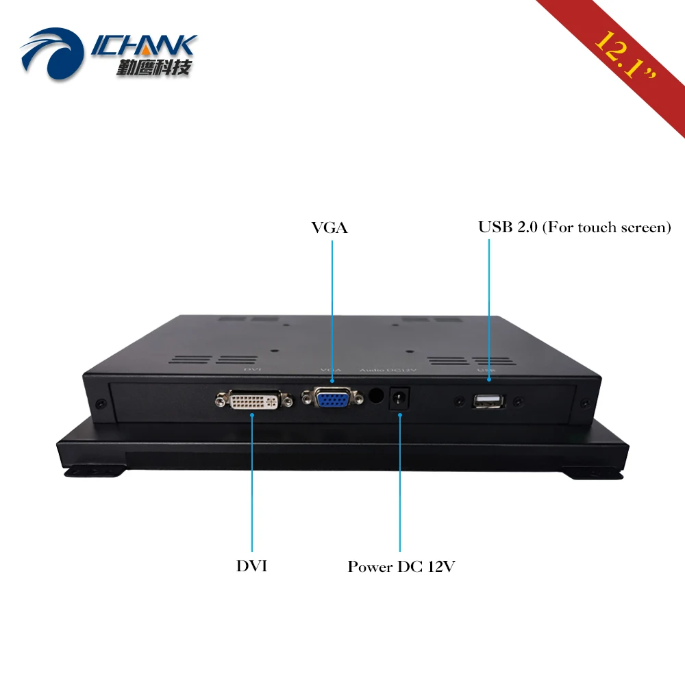ZK120TC-DR2/12," дюймовый 1024x768 металлический корпус DVI VGA встроенный открытый каркас промышленное оборудование сенсорный ЖК-экран ПК Дисплей Монитор