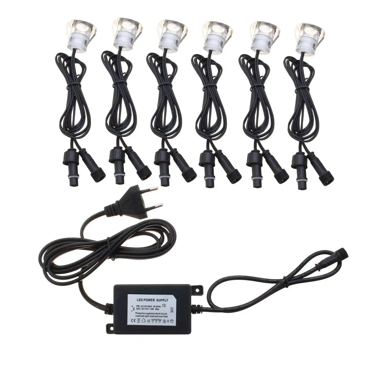 

6pcs/set LED Deck Lights SMD3030 Lamp for Outdoor Garden Pathway Decor Underground Waterproof Spotlight EU/US Plug