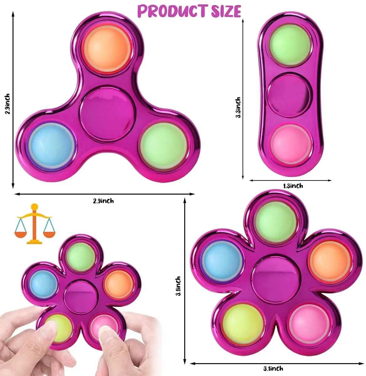 Groß Fidget Toys Push Simple Dimple Pop Bubble IT Sensory Relief Toy^DE nue 