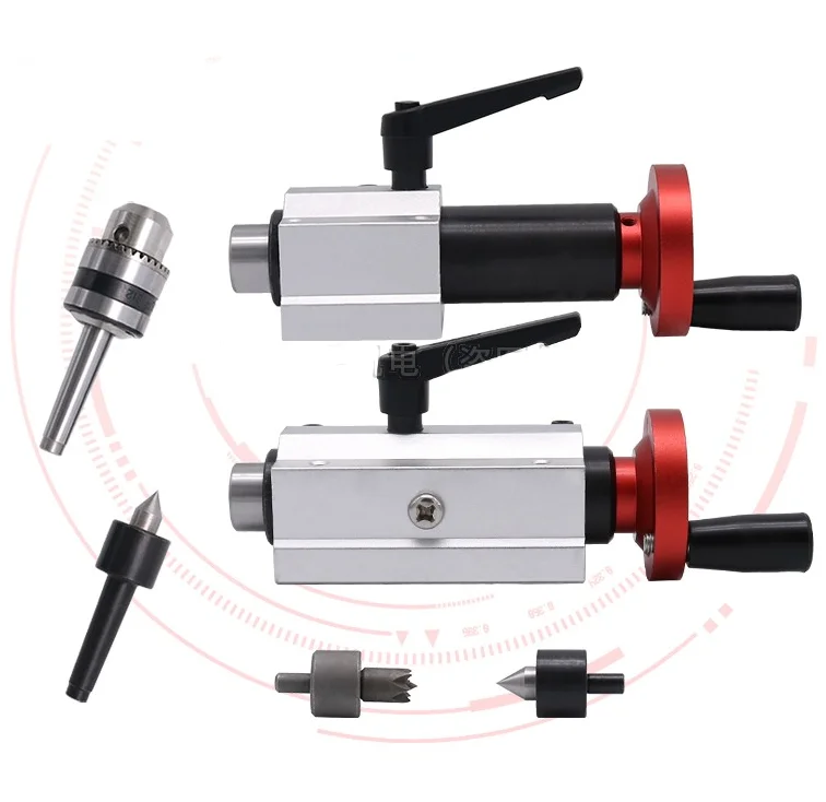 Miniature bead machine retractable tail seat, MT1 woodworking lathe rotary movable top, round tip, plum thimble, drill chuck