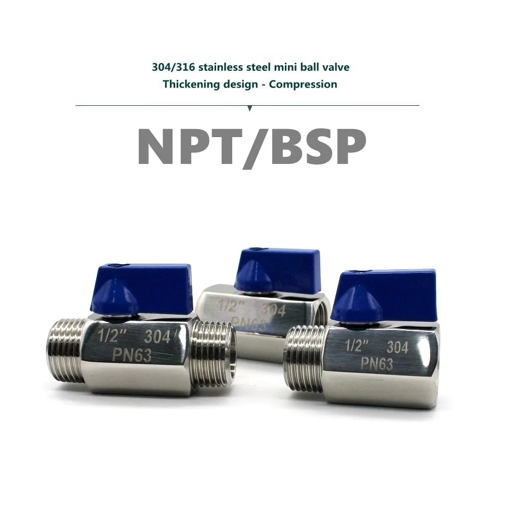 Pneumático Mini Ball Valve Manual do Punho do Metal Interruptor Cozinha Tubo Interruptor Bsp Npt m m m f f f f f Ss304 316