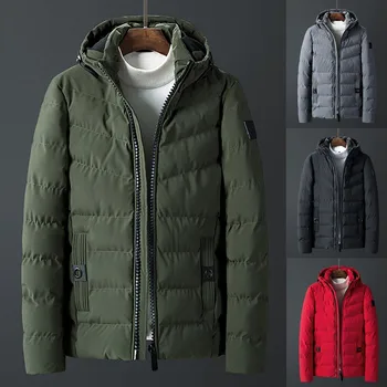 

Men's Autumn Winter Casual Pure Color Hoodie Zipper Outdoor Cotton-padded Coat Dropshipping 2020 winter fashion Retro trend size