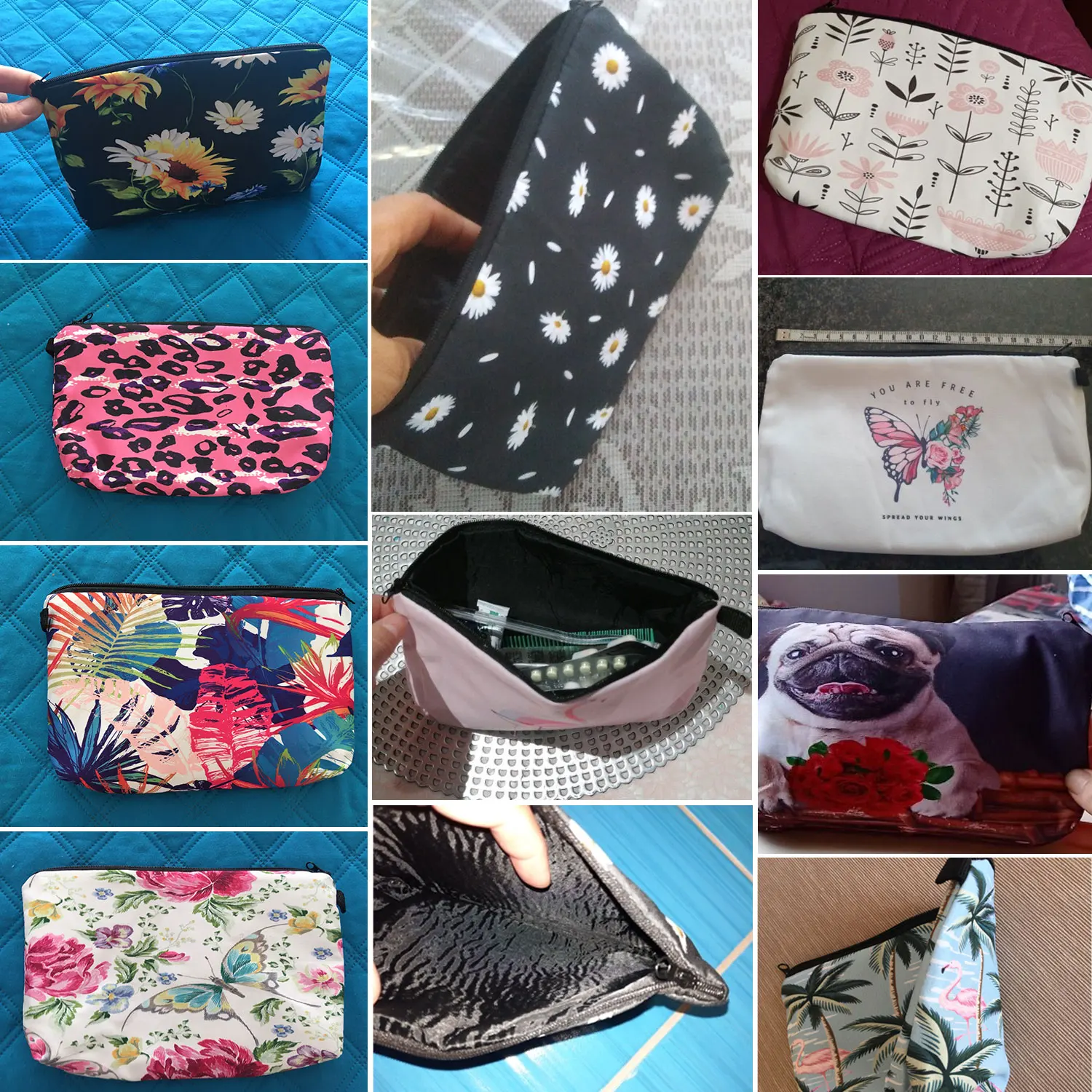 Bolsa de cosméticos para mujer, organizador de viaje de playa plegable, Mini bolsa de maquillaje para mujer, Kit de aseo, estampado de perro Animal Dálmata, moda al aire libre