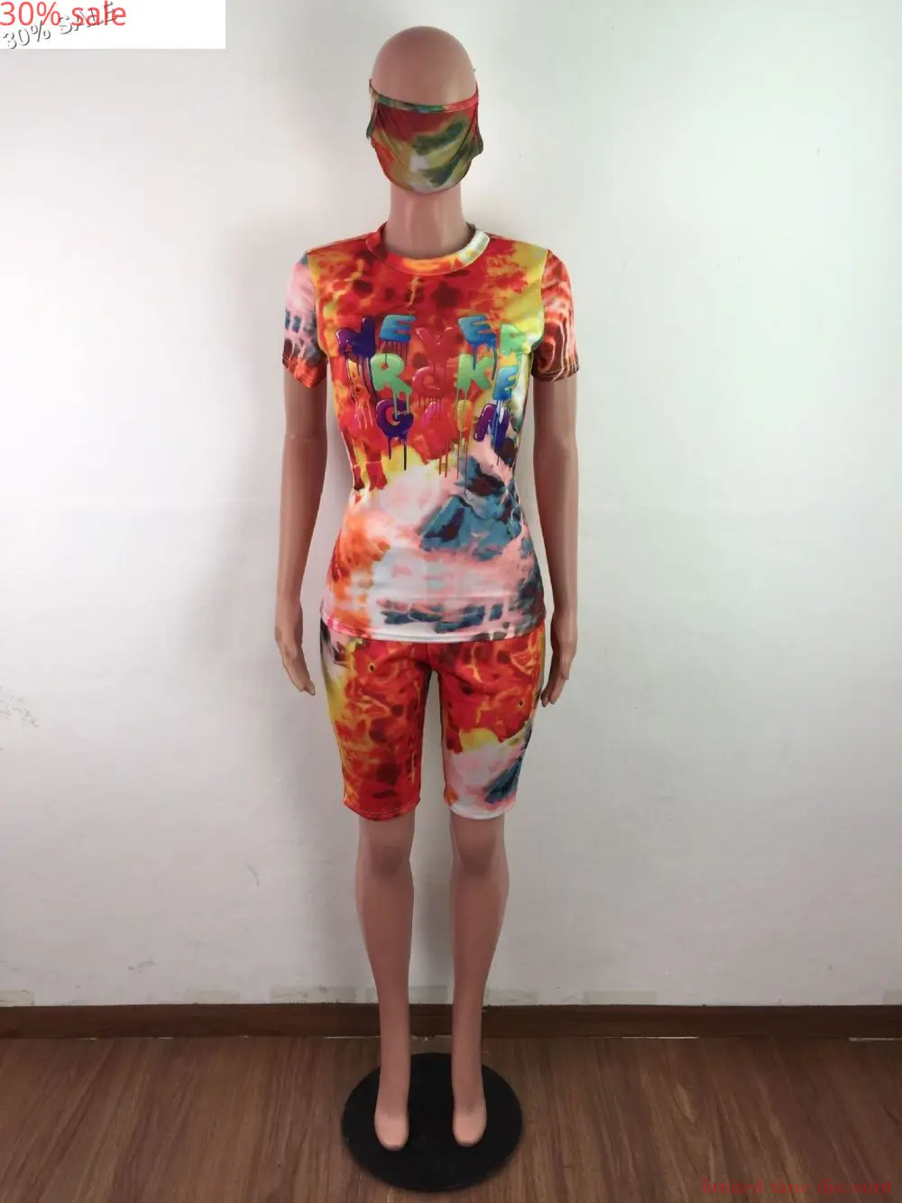  Распродажа 30% Женский комплект из 2 предметов с принтом Tye Dye + футболка топы и