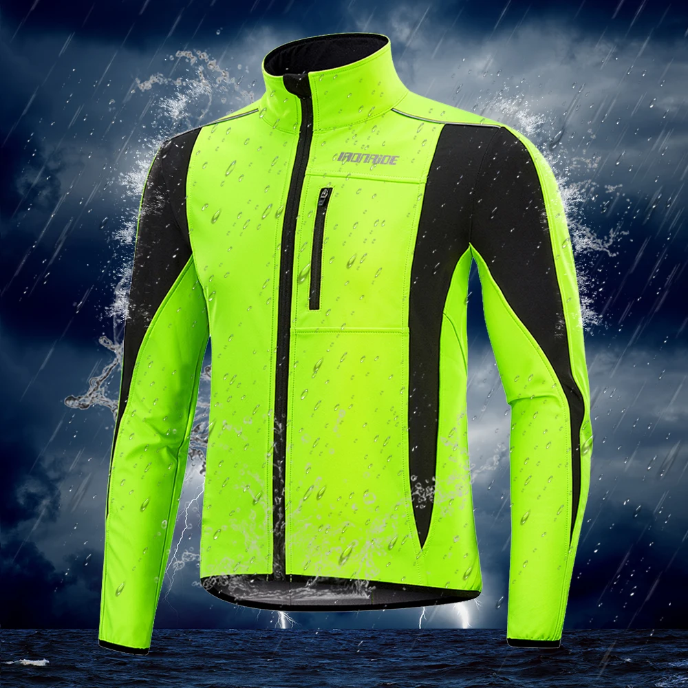 ! Ironride Winter Cycling Jacket For Men Women Fleece Thermal Reflective MTB Coat Bike Windproof Jacket Windbreaker
