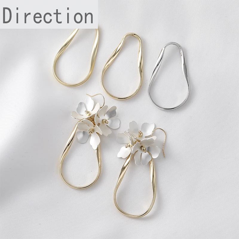 14K gold-covered simple and versatile irregular hollow twisted minimalist style diy handmade earring material accessories