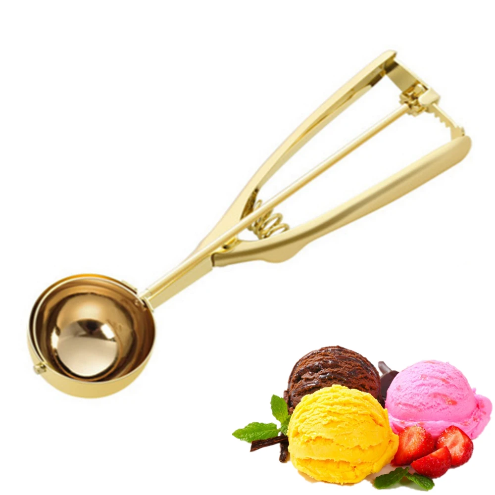 Ice Cream Spoon Stainless Steel Ice Cream Tools Cookie Scoop Icecream Spoon Kitchen Sticks Mashed Potatoes Watermelon 1PCS