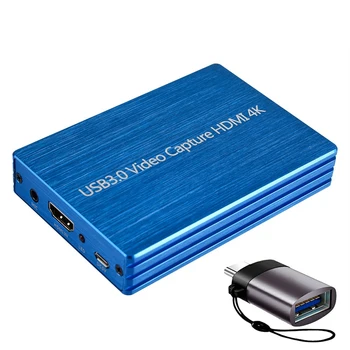 

4K HDMI to USB 3.0 Video Capture Card +Type-C to Usb3.0 Converter for Pro(Blue)
