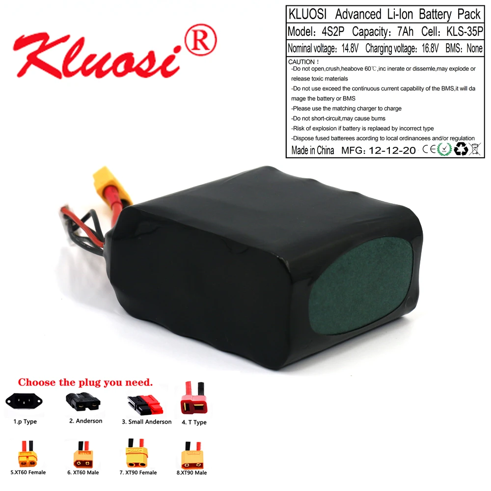 KLUOSI 4S2P 14 8 V 7Ah 16 ионно литиевая Батарея высокое Ёмкость Бла (беспилотный