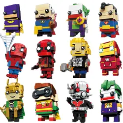 Новый Brickheadz Мстители 3 Бесконечность войны Марвел Супергерои brick Heads Железный человек Человек-паук здание крепких темных пив Headz детская