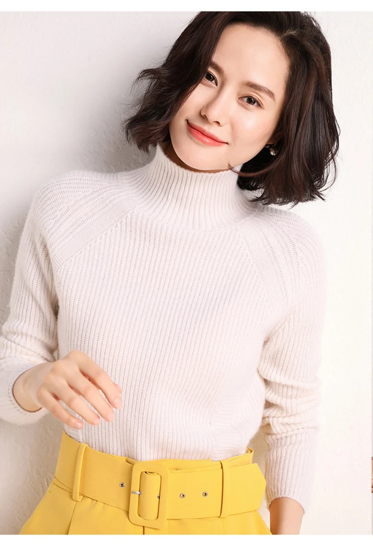 Чистый козий кашемировый трикотажный свитер для женщин высокого качества Водолазка пуловер 7 цветов Женская зимняя модная одежда топы для девочек