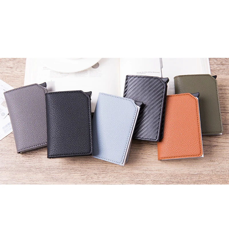 BISI GORO Anti-theft Card Case Carbon Fiber RFID Pop-up Clutch Smart Card Wallet Multifunctional Men Unisex Card Holder