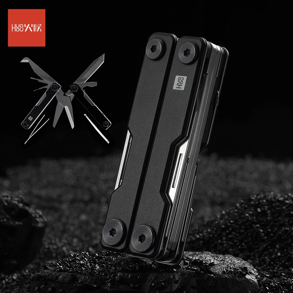 HUOHOU-minicuchillo multifunción plegable de bolsillo, tijeras de aleación de aluminio de acero inoxidable, resistente a la corrosión, 2020