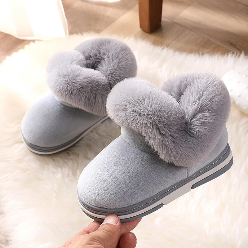 Boots Girls Kids Fluffy Childrens for Thick Cotton Cute Sweet Warm Sequined Fabric