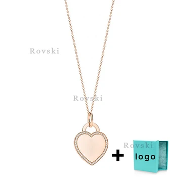 

XL TFX TTFF Rllen Sterling Silver Heart Diamond Carving Necklace Is Suitable for Women's Party Jewelry Wholesale Free Delivery.
