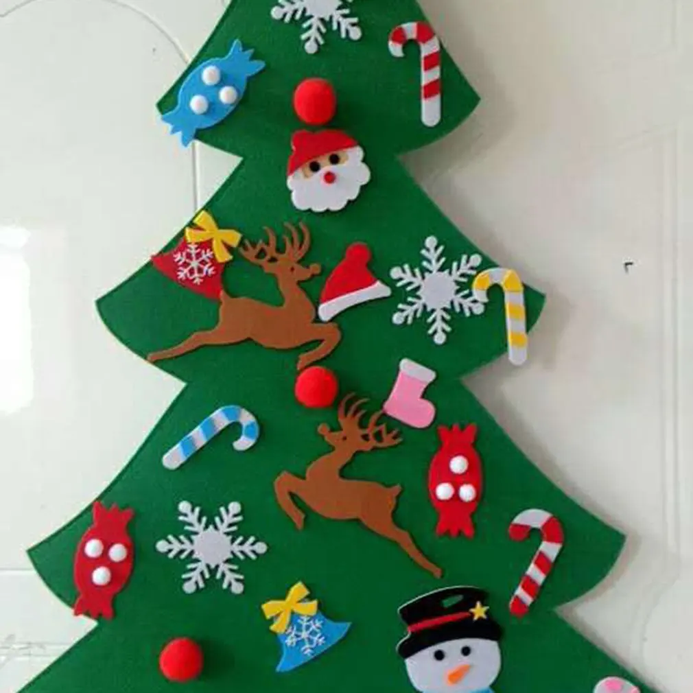 Diy Felt Christmas Tree New Year Gifts Kids Toys Artificial Tree Wall Hanging Ornaments Christmas Decoration For Home