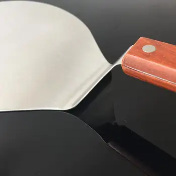 

Pizza Peel Shovel with Wooden Handle Kitchen Round Cake Pizza Stainless Tray Steel Transfer Bakers Oven Paddle M1Q7