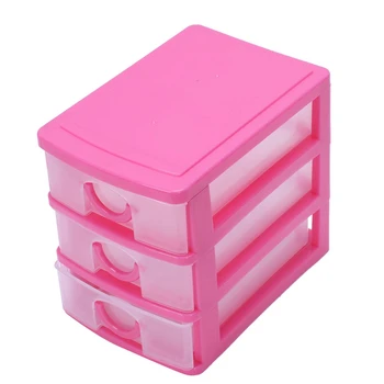 

New Mini translucent Drawer type plastic Storage Box(rose red 3 Layers)