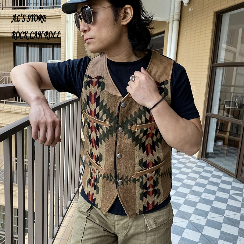 XWV28 Super Offer! Read Description! Asian Size Quality Cowhide Waistcoat Cow Leather Stylish Durable Navajo Vest